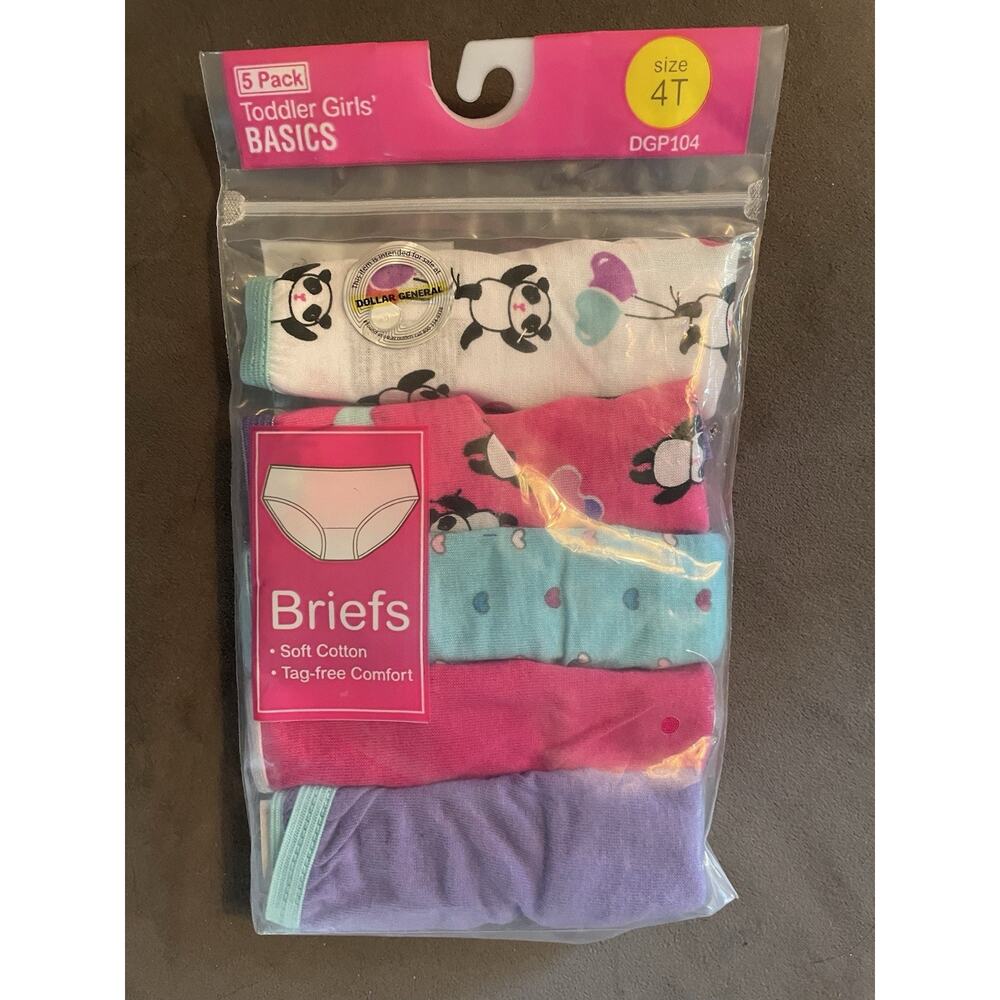 Toddler Girls Basics Multicolor Size 4T Tag-free Briefs 5 pack NEW!